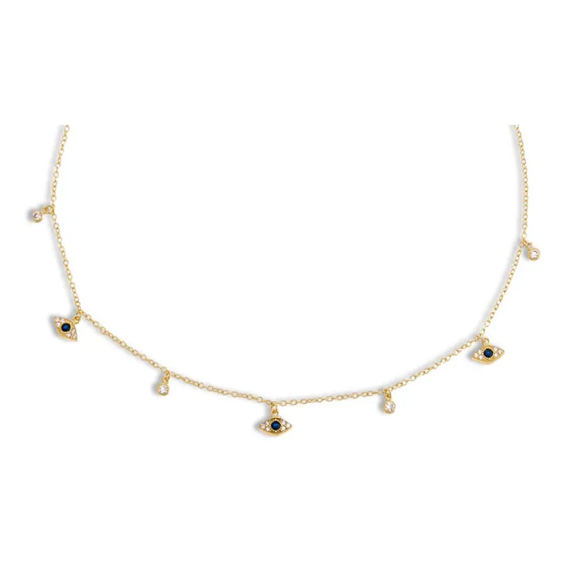 Dangling Evil Eye & Bezel Choker sold by Adina Eden's