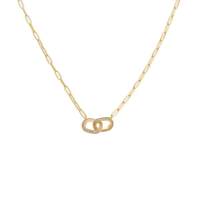 Pavé Double Chain Link Necklace sold by Adina Eden's
