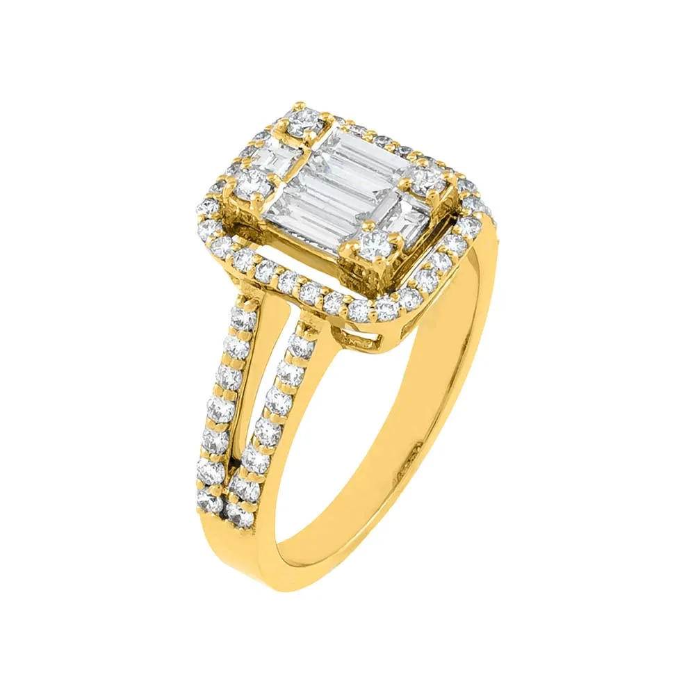 Emerald Diamond Illusion Ring 14K sold by Adina Eden's