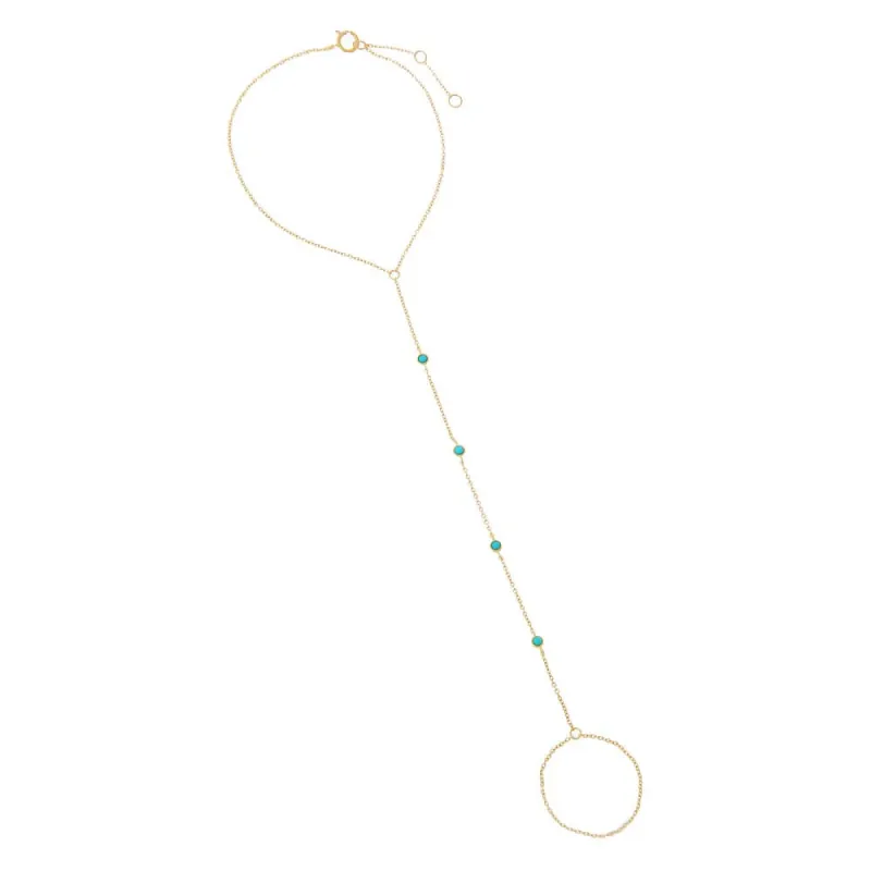 Turquoise Multi Embedded Hand Chain 14K sold by Adina Eden's