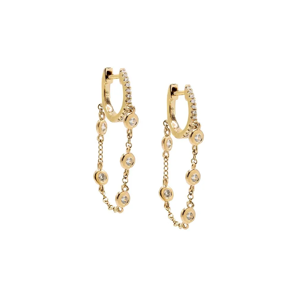 Diamond By The Yard Chain Drop Huggie Earring 14K sold by Adina Eden's