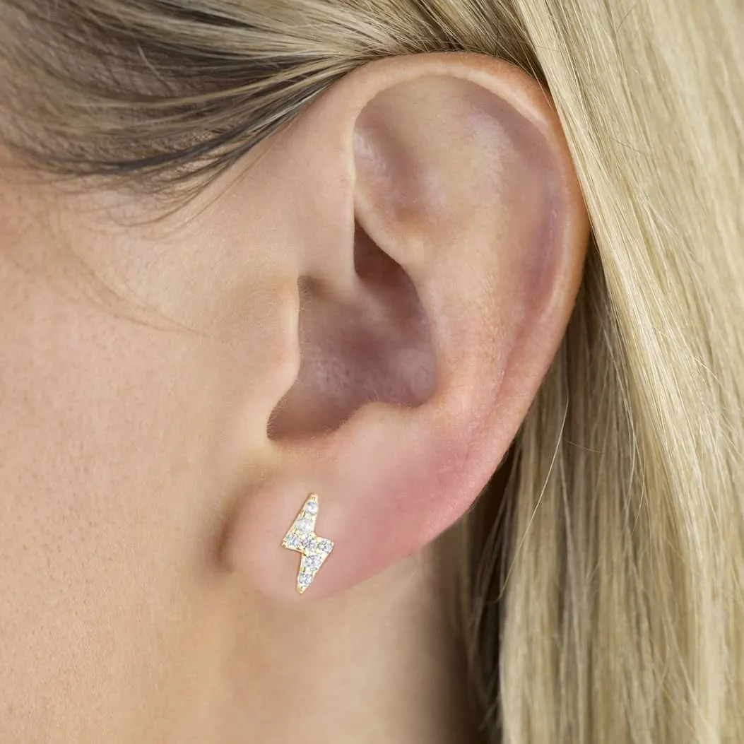 Pavé Lightning Bolt Stud Earring sold by Adina Eden's product image thumbnail 2