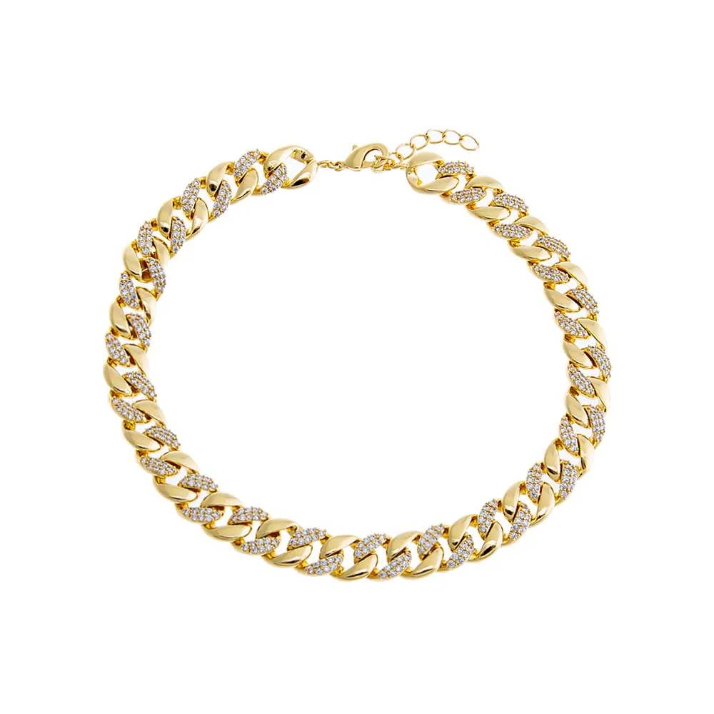 Solid/Pave Cuban Chain Anklet sold by Adina Eden's