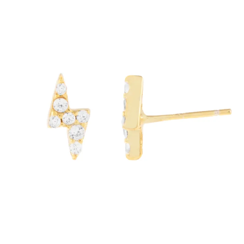 Pavé Lightning Bolt Stud Earring sold by Adina Eden's