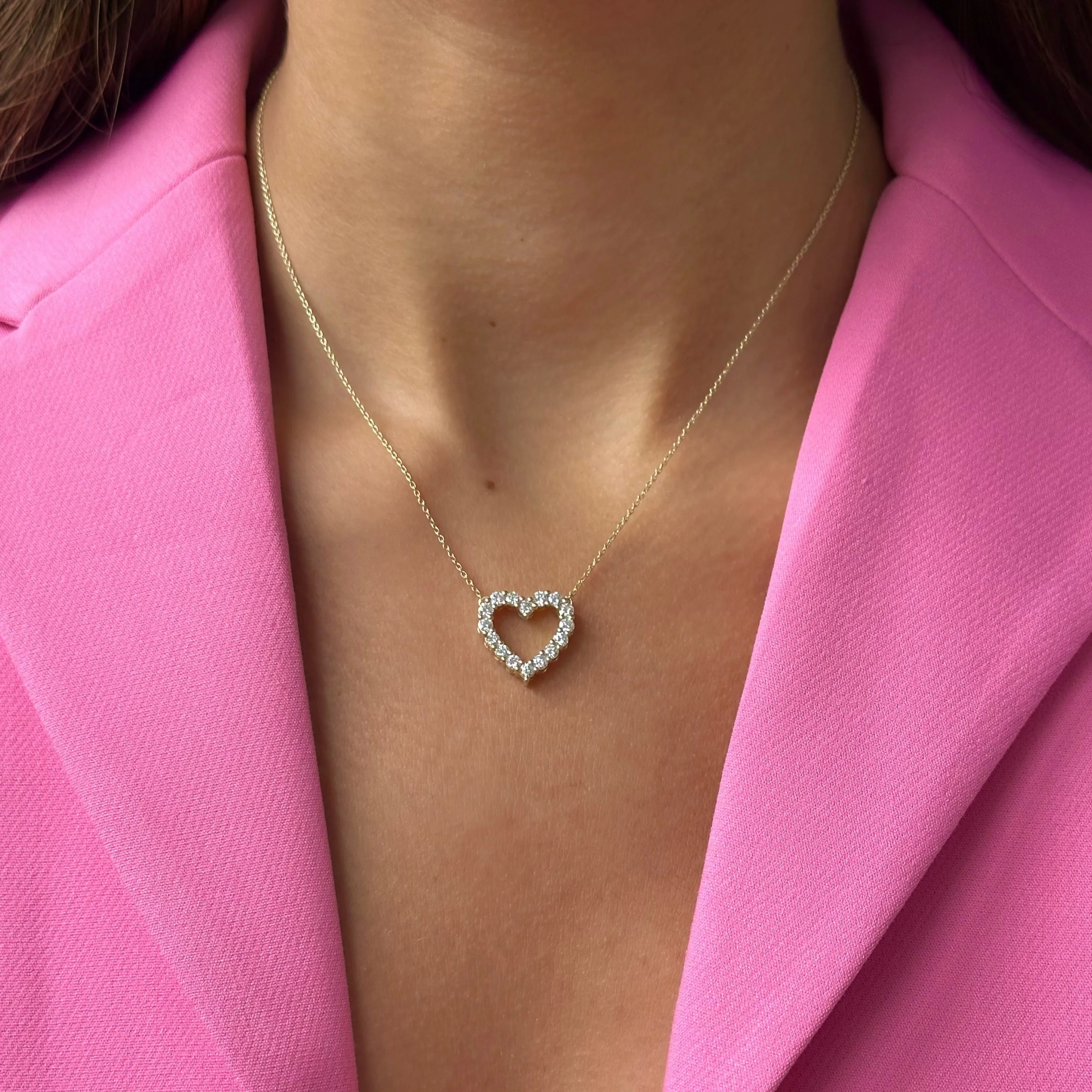Lab Grown Diamond Cut Out Heart Necklace 14K sold by Adina Eden's product image thumbnail 3