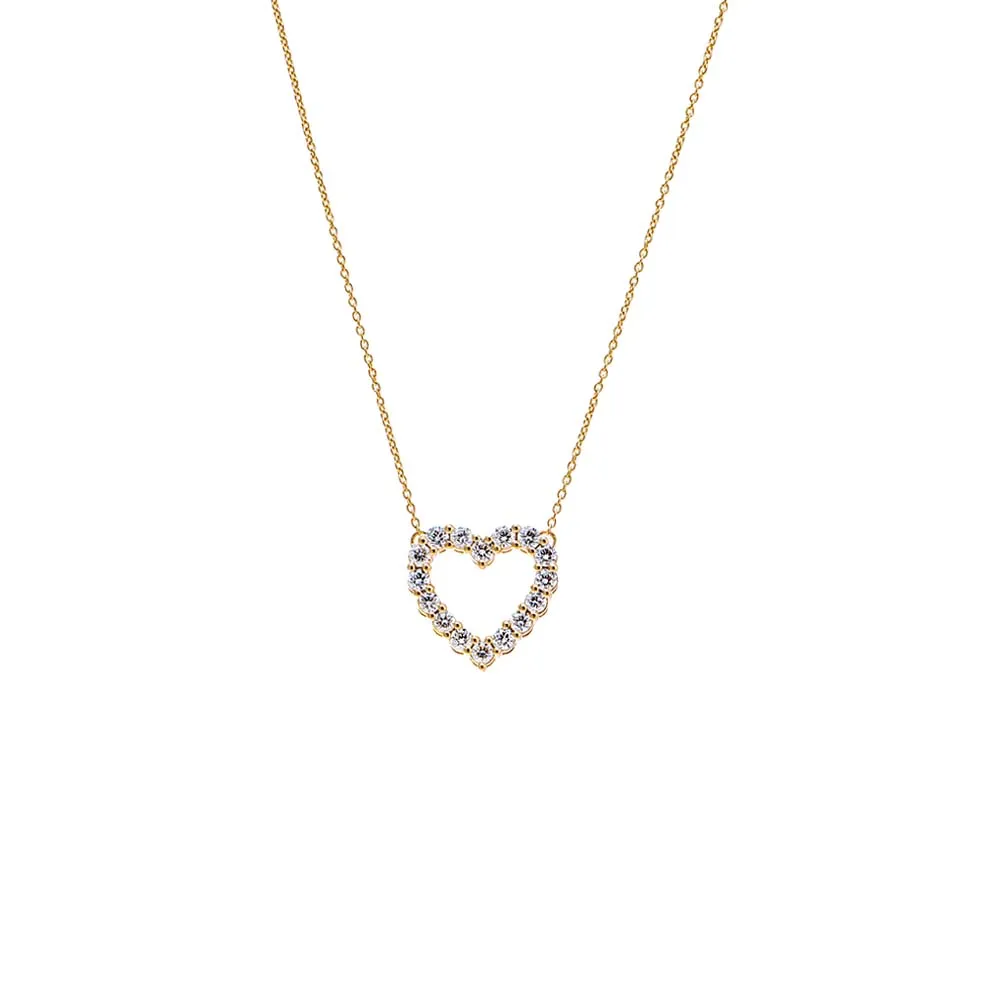 Lab Grown Diamond Cut Out Heart Necklace 14K sold by Adina Eden's