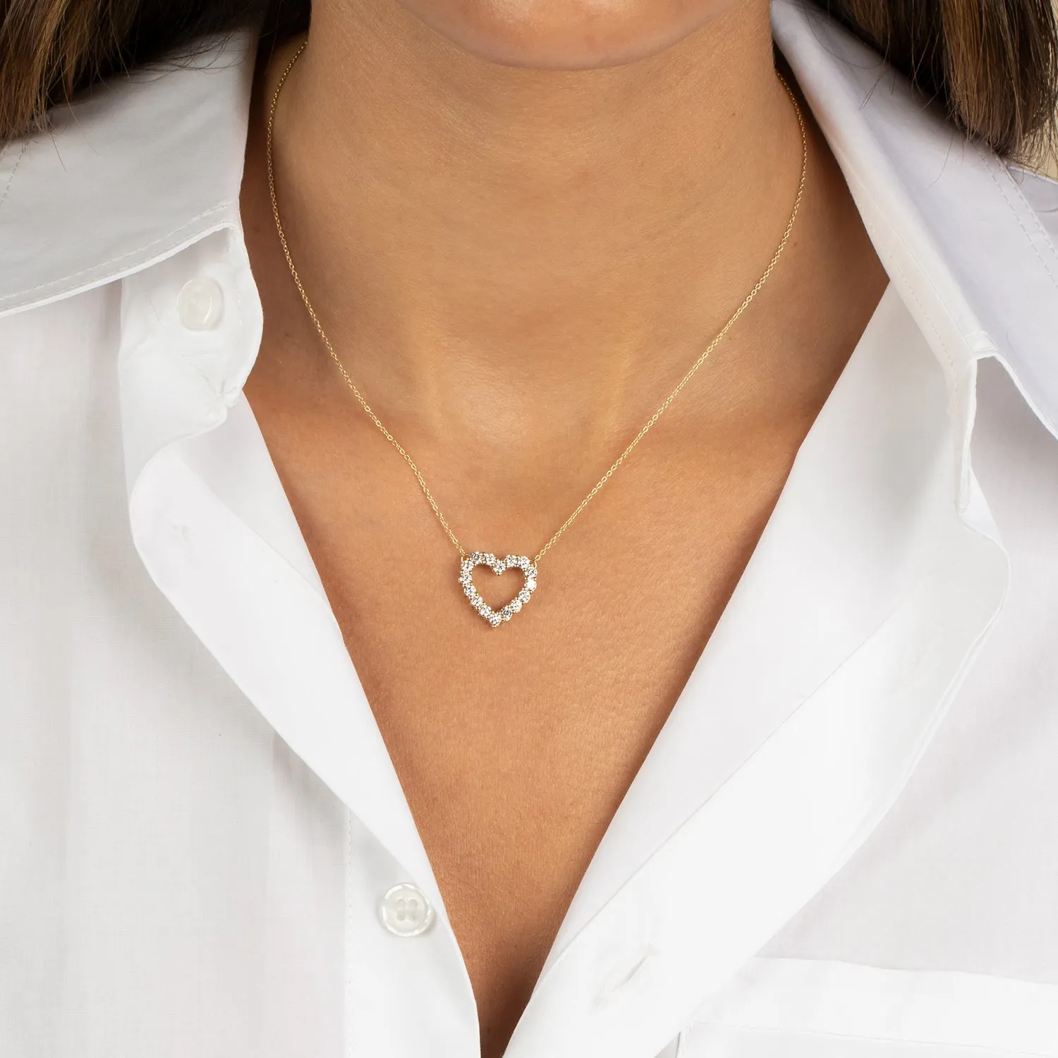 Lab Grown Diamond Cut Out Heart Necklace 14K sold by Adina Eden's product image thumbnail 2
