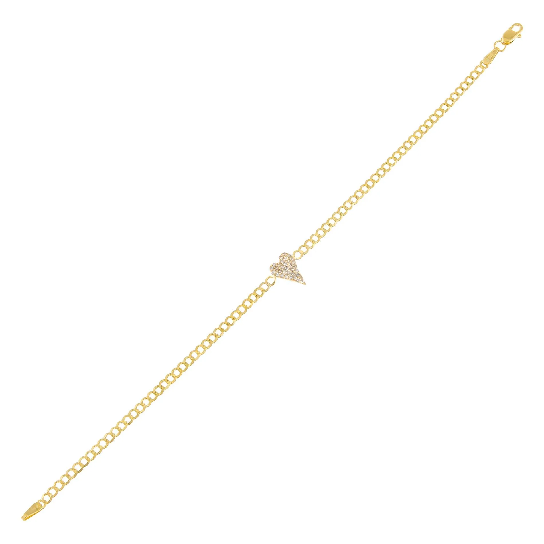 Diamond Heart Cuban Bracelet 14K sold by Adina Eden's