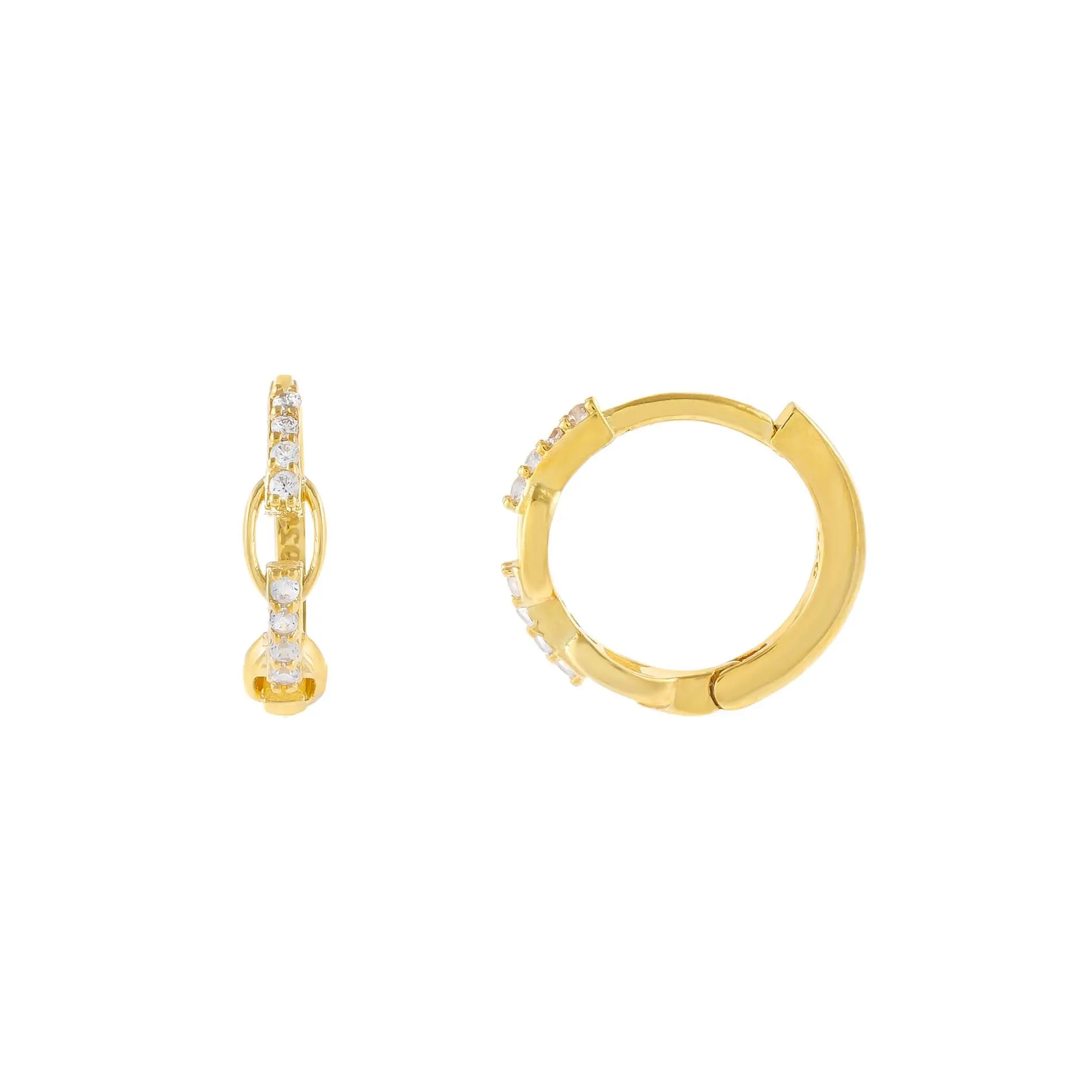 CZ Thin Link Huggie Earring sold by Adina Eden's
