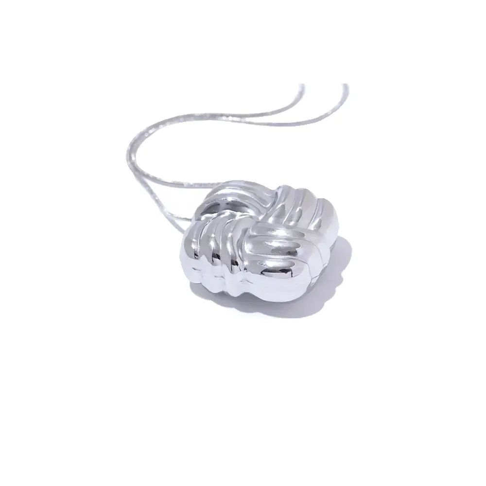 Solid Ridged Puffy Square Pendant Necklace sold by Adina Eden's product image thumbnail 2
