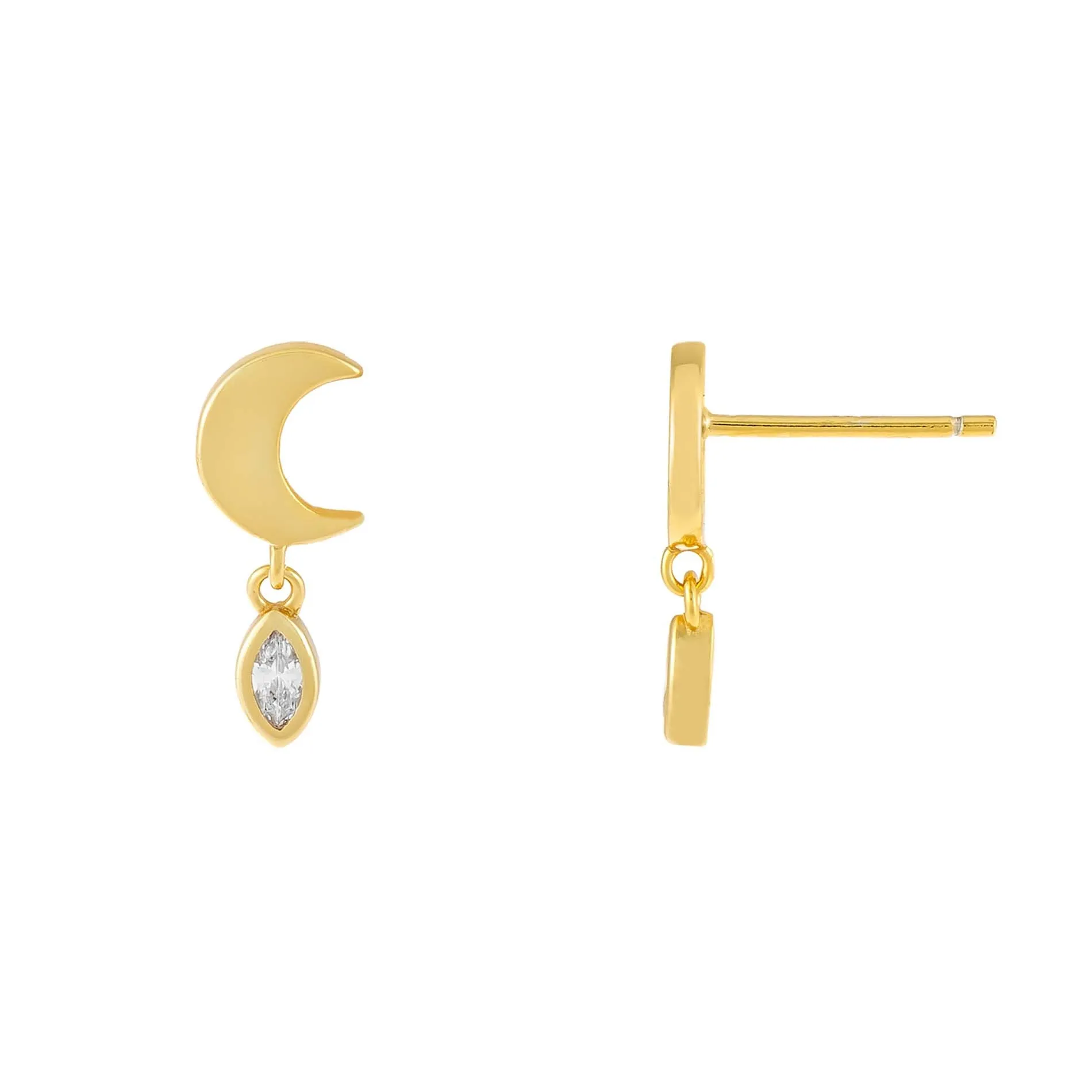 CZ Teardrop Moon Stud Earring sold by Adina Eden's