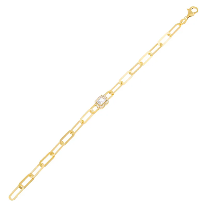 CZ Emerald Oval Link Bracelet sold by Adina Eden's