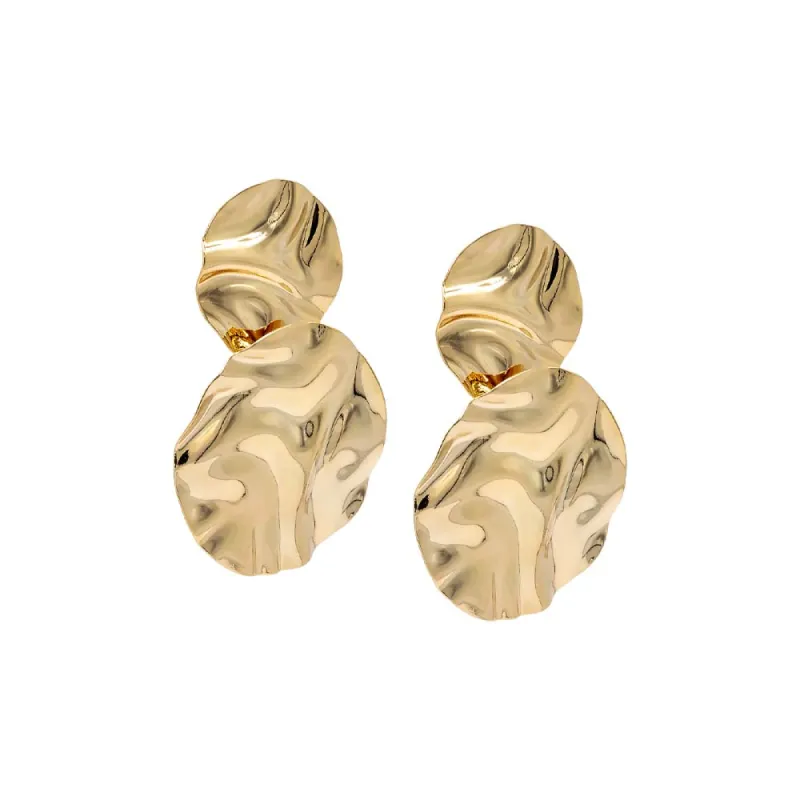 Chunky Fluid Double Disc Drop Stud Earring sold by Adina Eden's