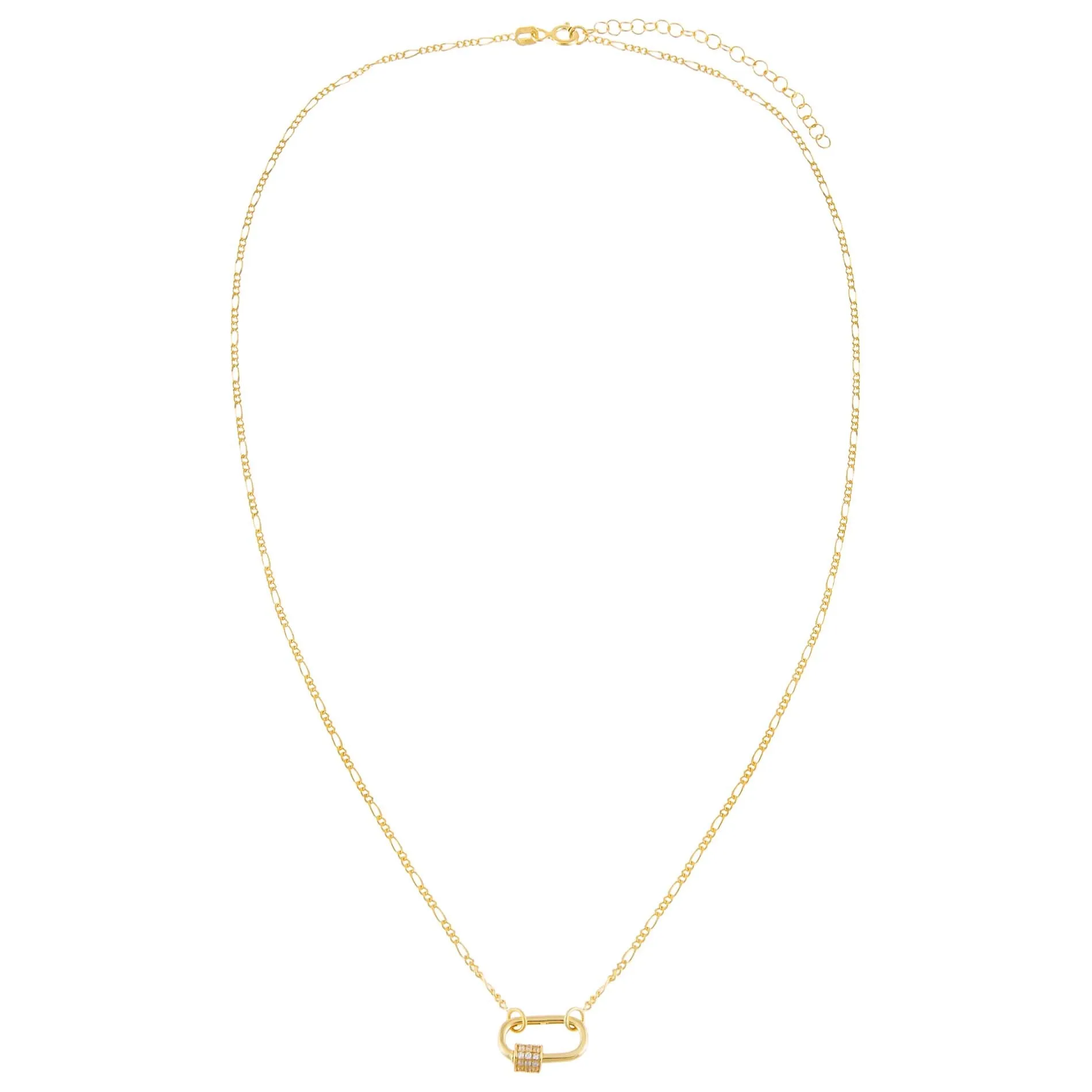 Pavé Mini Toggle Figaro Necklace sold by Adina Eden's product image thumbnail 2