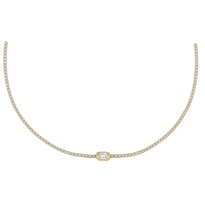 Emerald Bezel Thin Tennis Choker sold by Adina Eden's