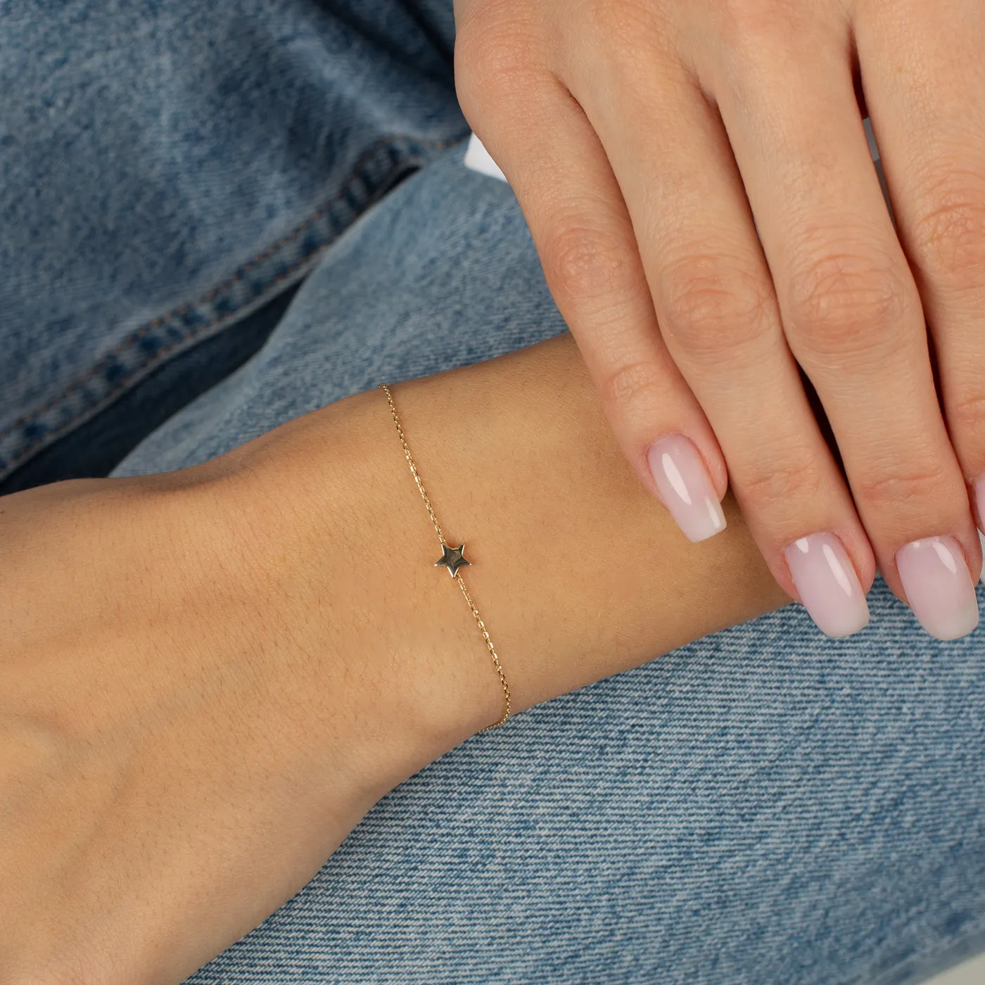 Tiny Solid Star Bracelet 14K sold by Adina Eden's product image thumbnail 2