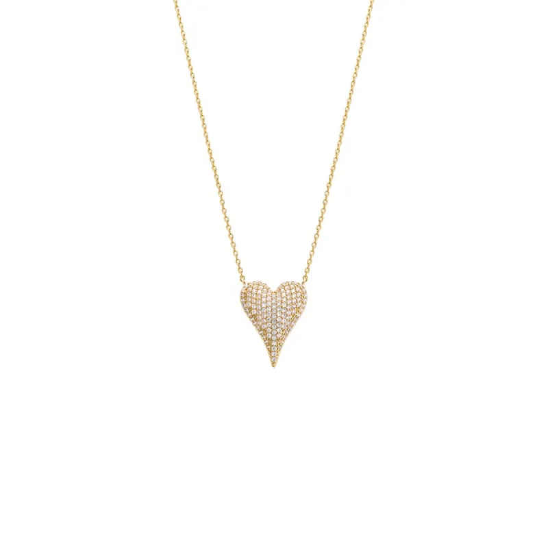 Pave Elongated Puffy Hearty Pendant Necklace sold by Adina Eden's