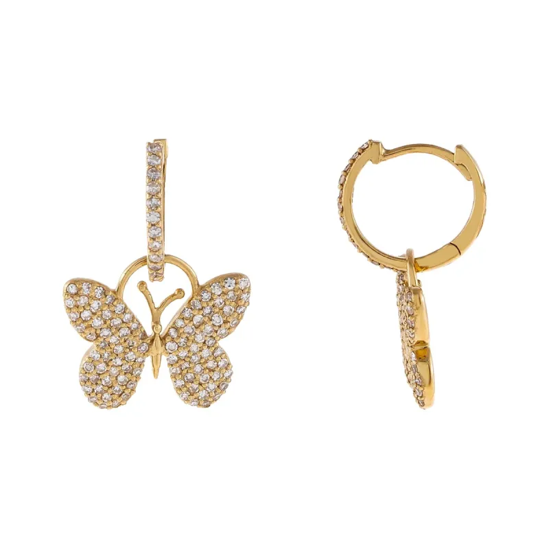 Diamond Butterfly Huggie Earring 14K sold by Adina Eden's