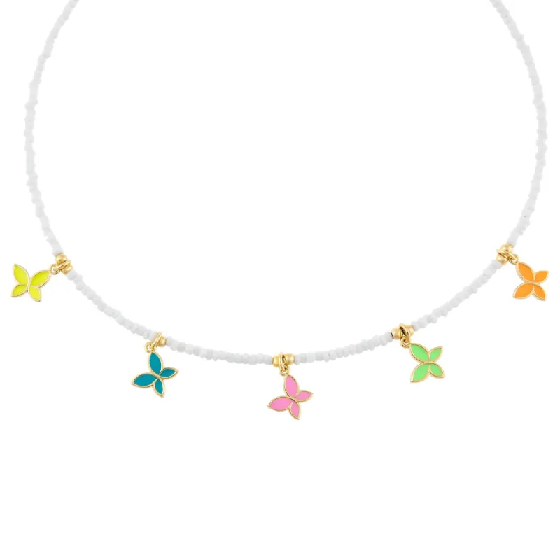 Enamel Colored Multi Butterfly Necklace sold by Adina Eden's