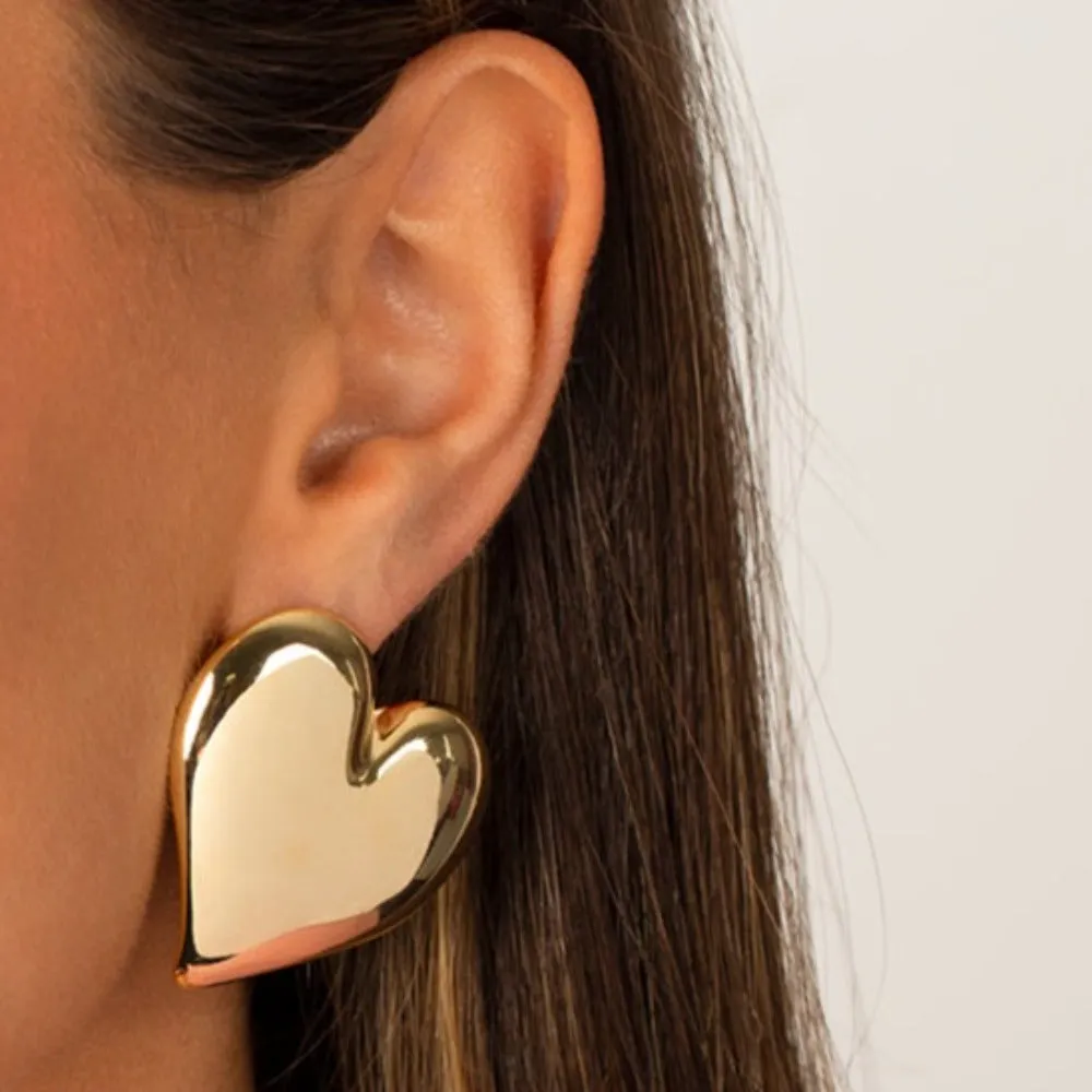 Puffy Chunky Heart Stud Earring sold by Adina Eden's product image thumbnail 4