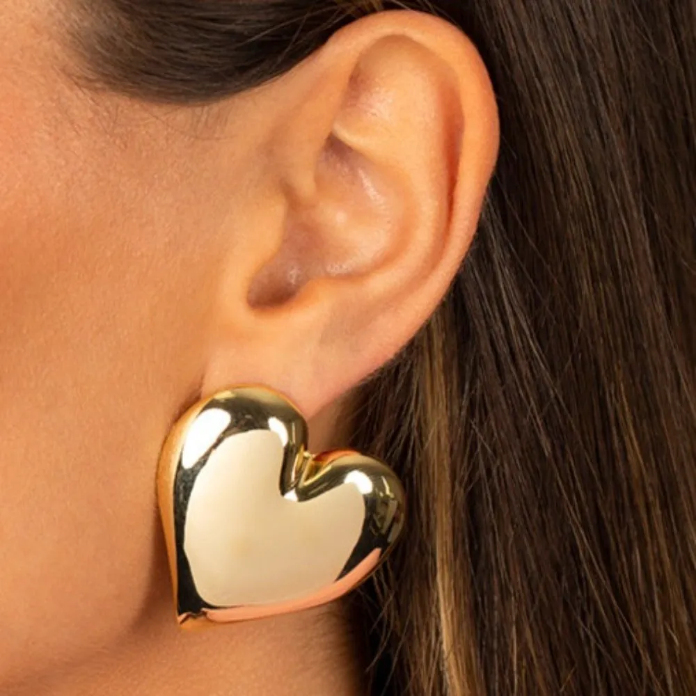 Puffy Chunky Heart Stud Earring sold by Adina Eden's product image thumbnail 2