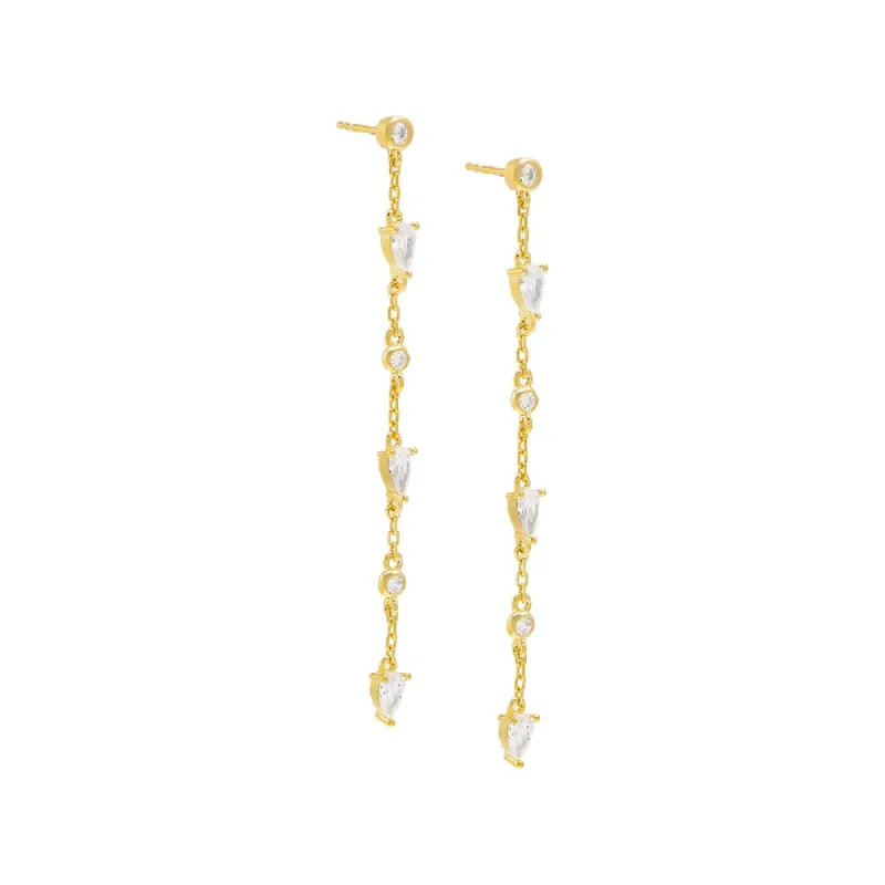 Multi Shape Bezel Chain Drop Stud Earring sold by Adina Eden's