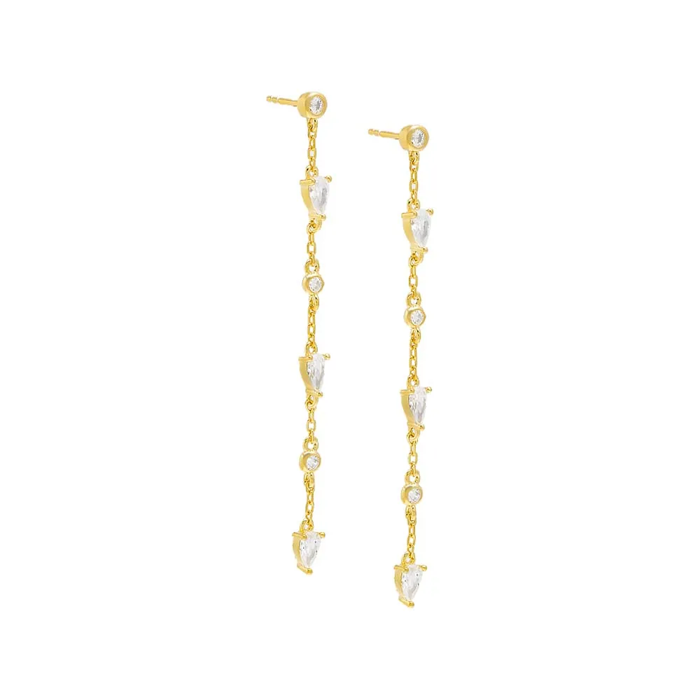 Multi Shape Bezel Chain Drop Stud Earring sold by Adina Eden's