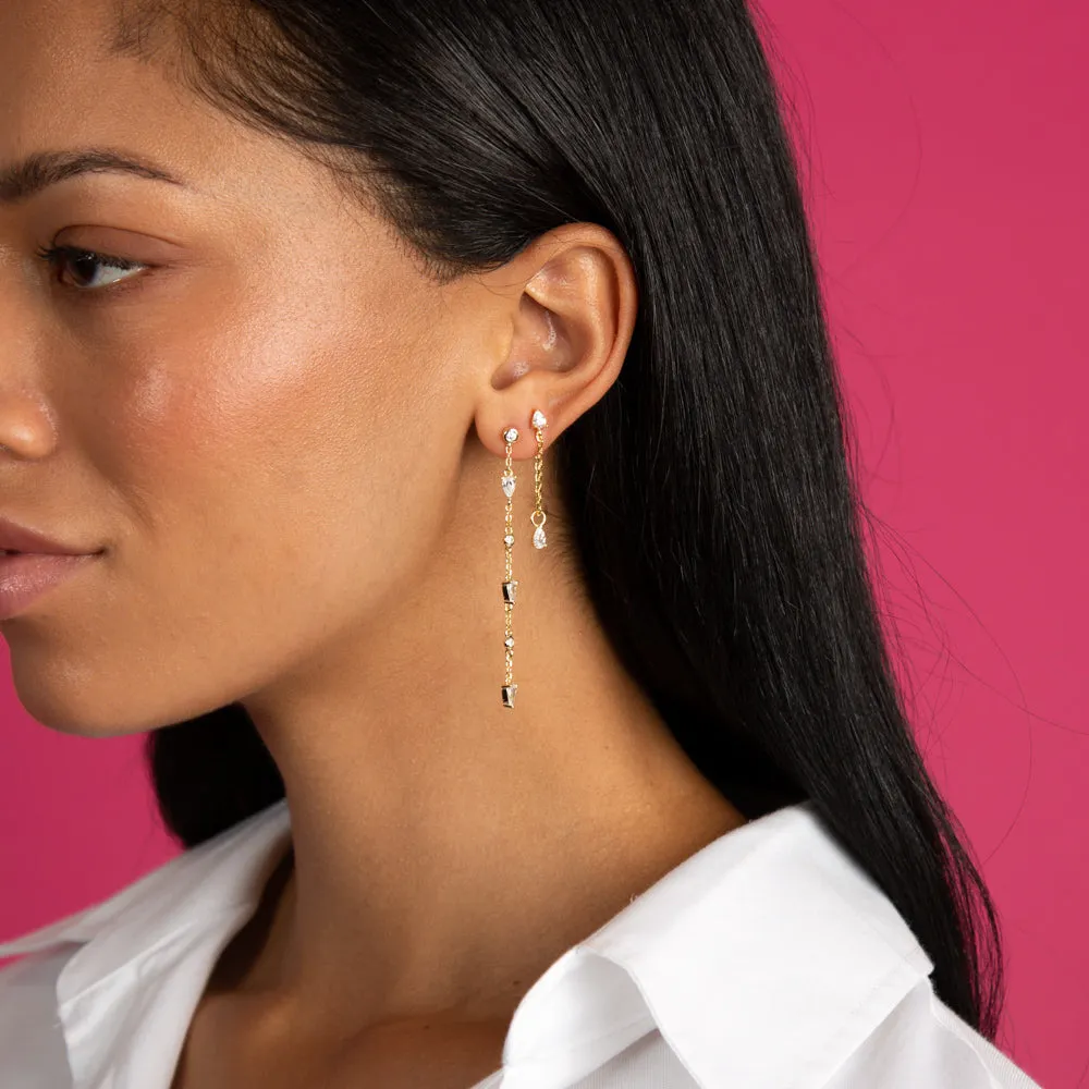 Multi Shape Bezel Chain Drop Stud Earring sold by Adina Eden's product image thumbnail 2