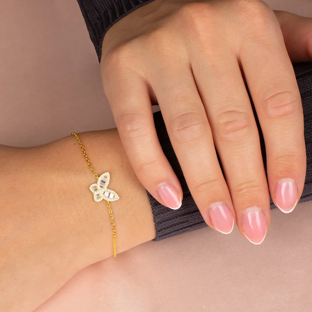 Pavé X Baguette Butterfly Bracelet sold by Adina Eden's product image thumbnail 3
