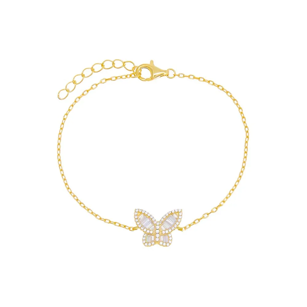 Pavé X Baguette Butterfly Bracelet sold by Adina Eden's