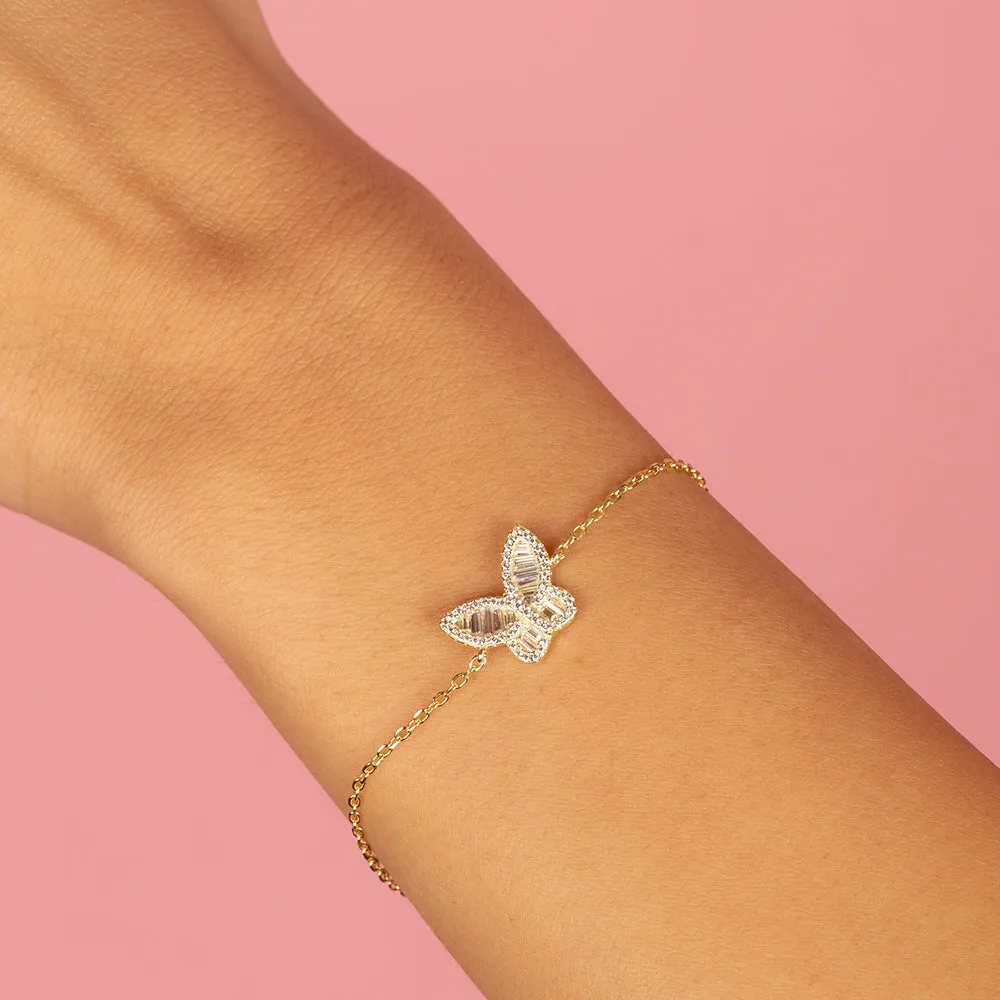 Pavé X Baguette Butterfly Bracelet sold by Adina Eden's product image thumbnail 2