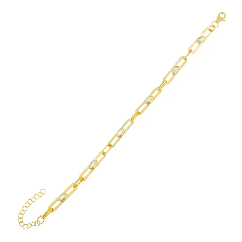 CZ Colored Oval Link Bracelet sold by Adina Eden's