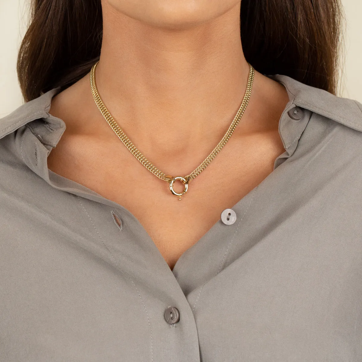 Double Cuban Toggle Necklace 14K sold by Adina Eden's product image thumbnail 2