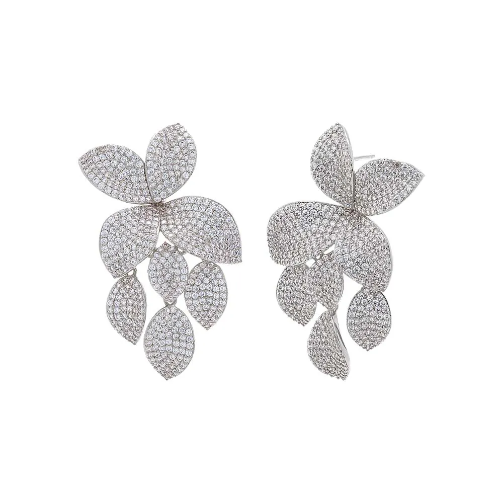 Pavé Fancy Flower Petals Drop Stud Earring sold by Adina Eden's product image thumbnail 5