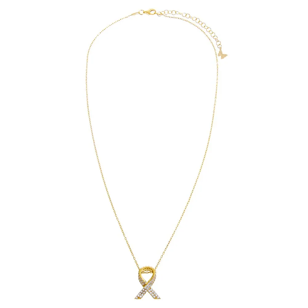 Pave "Bring Them Home" Ribbon Pendant Necklace sold by Adina Eden's product image thumbnail 3