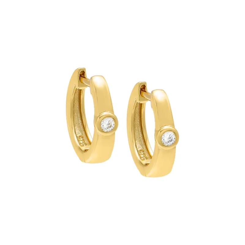 Bezel Solitaire Huggie Earring sold by Adina Eden's