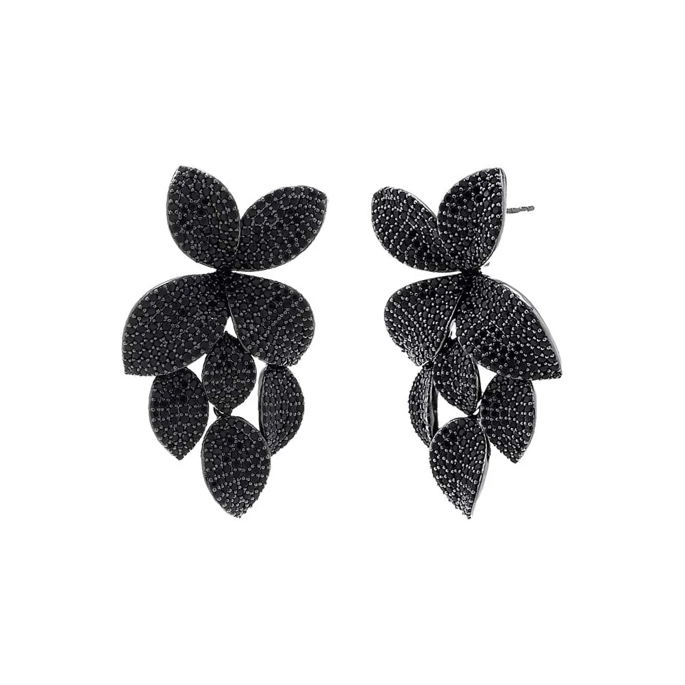 Pavé Fancy Flower Petals Drop Stud Earring sold by Adina Eden's product image thumbnail 4