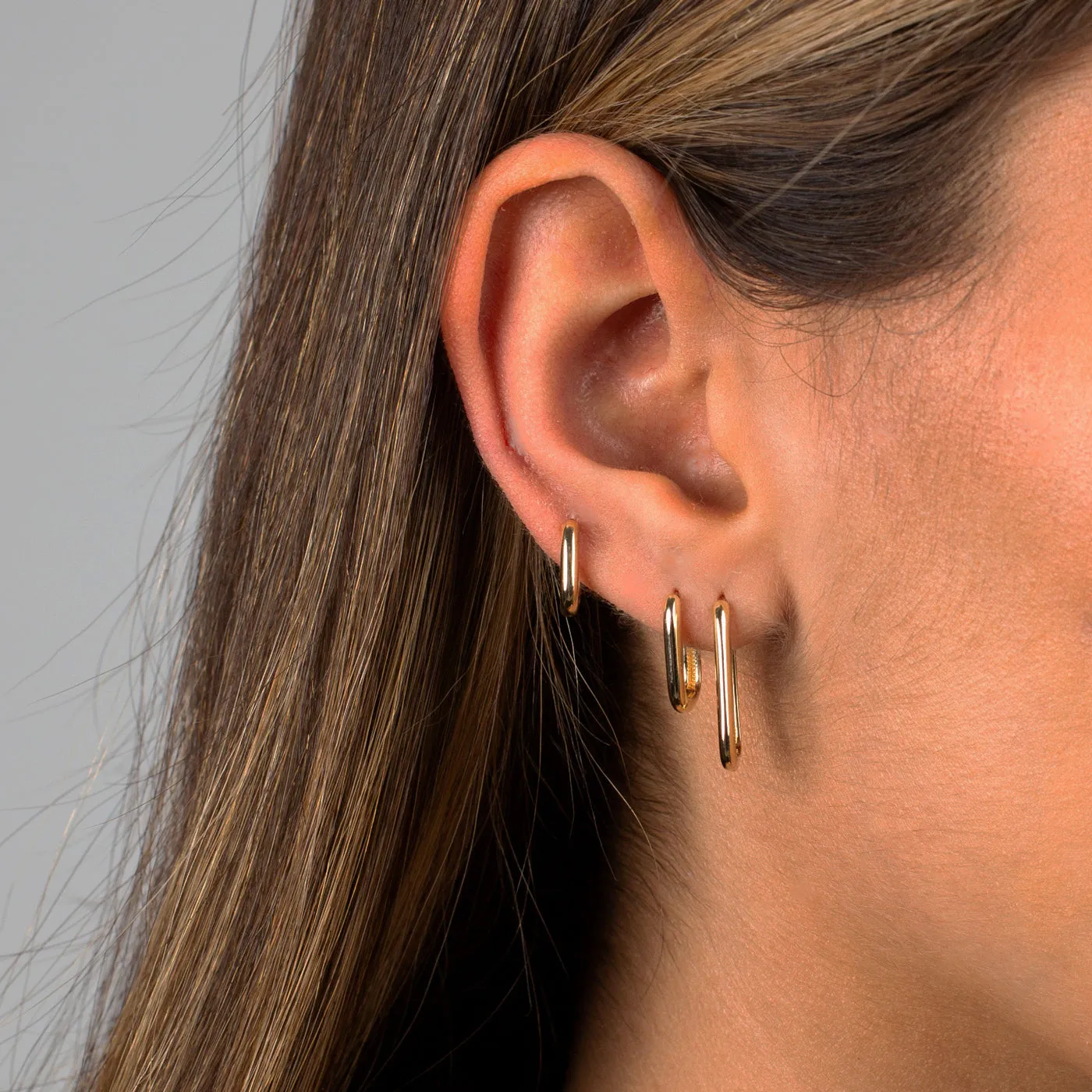 Thin Solid Paperclip Huggie Earring 14K sold by Adina Eden's product image thumbnail 5