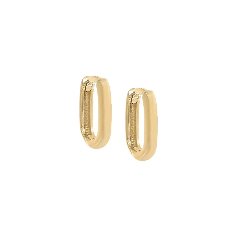 Thin Solid Paperclip Huggie Earring 14K sold by Adina Eden's