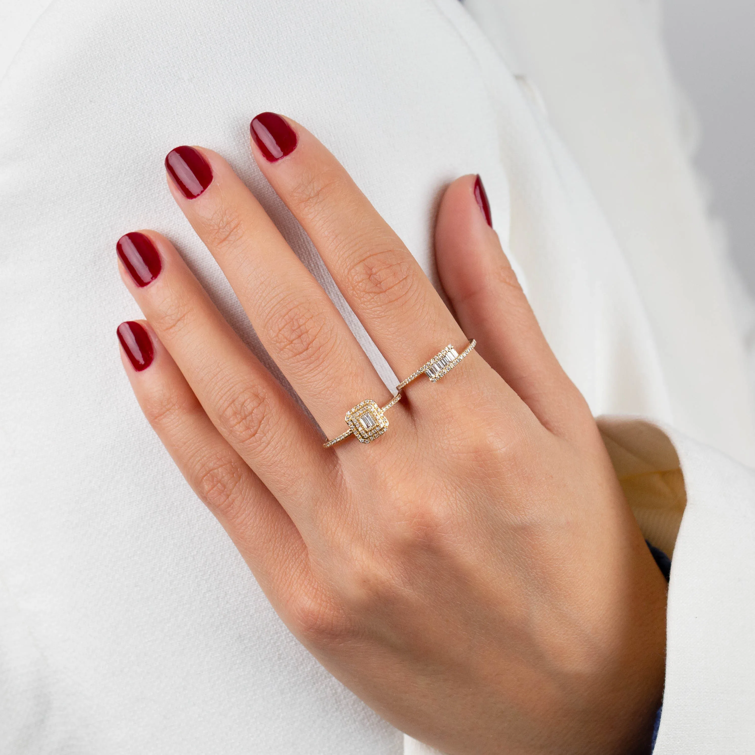 Diamond Pavé X Baguette Wrap Ring 14K sold by Adina Eden's product image thumbnail 2