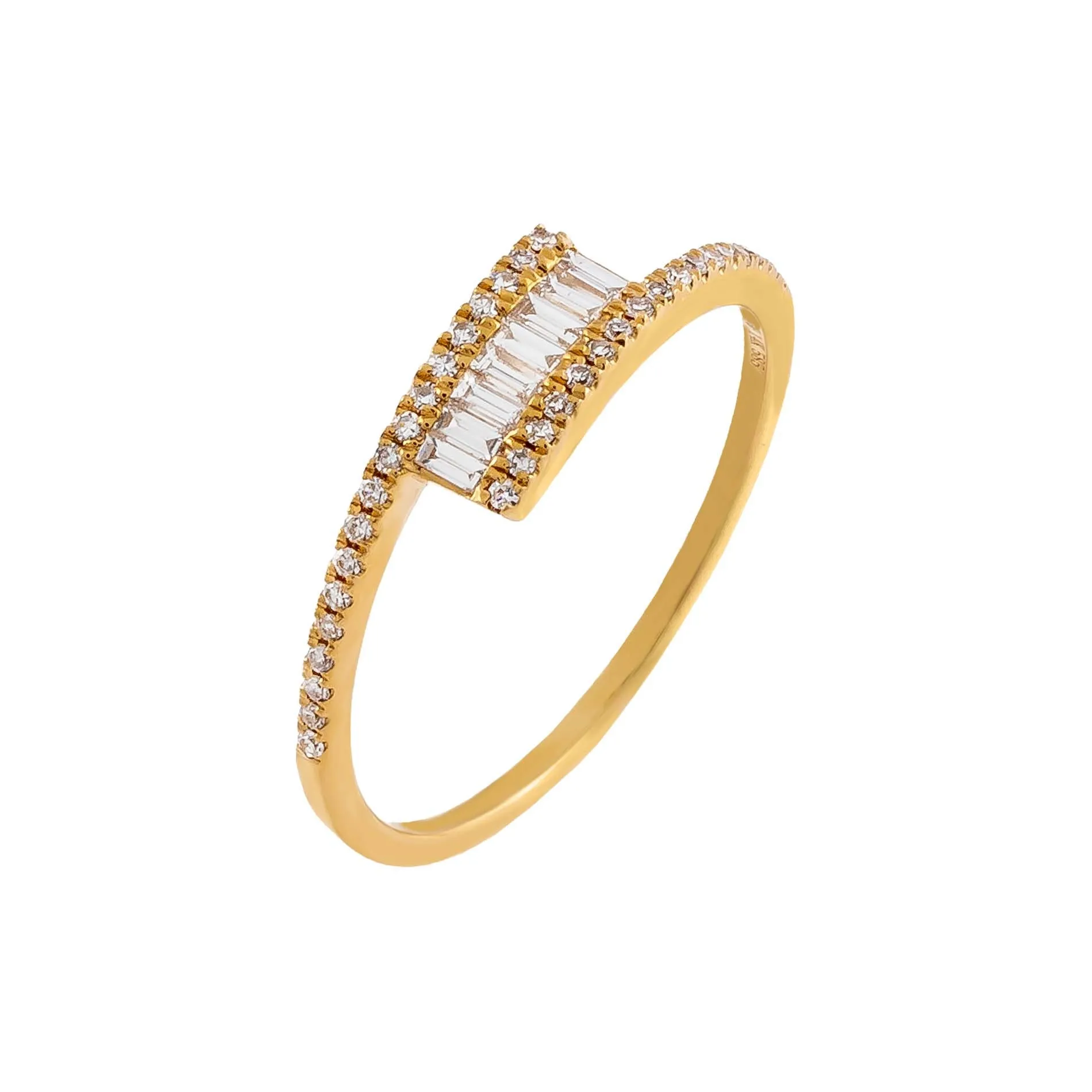 Diamond Pavé X Baguette Wrap Ring 14K sold by Adina Eden's