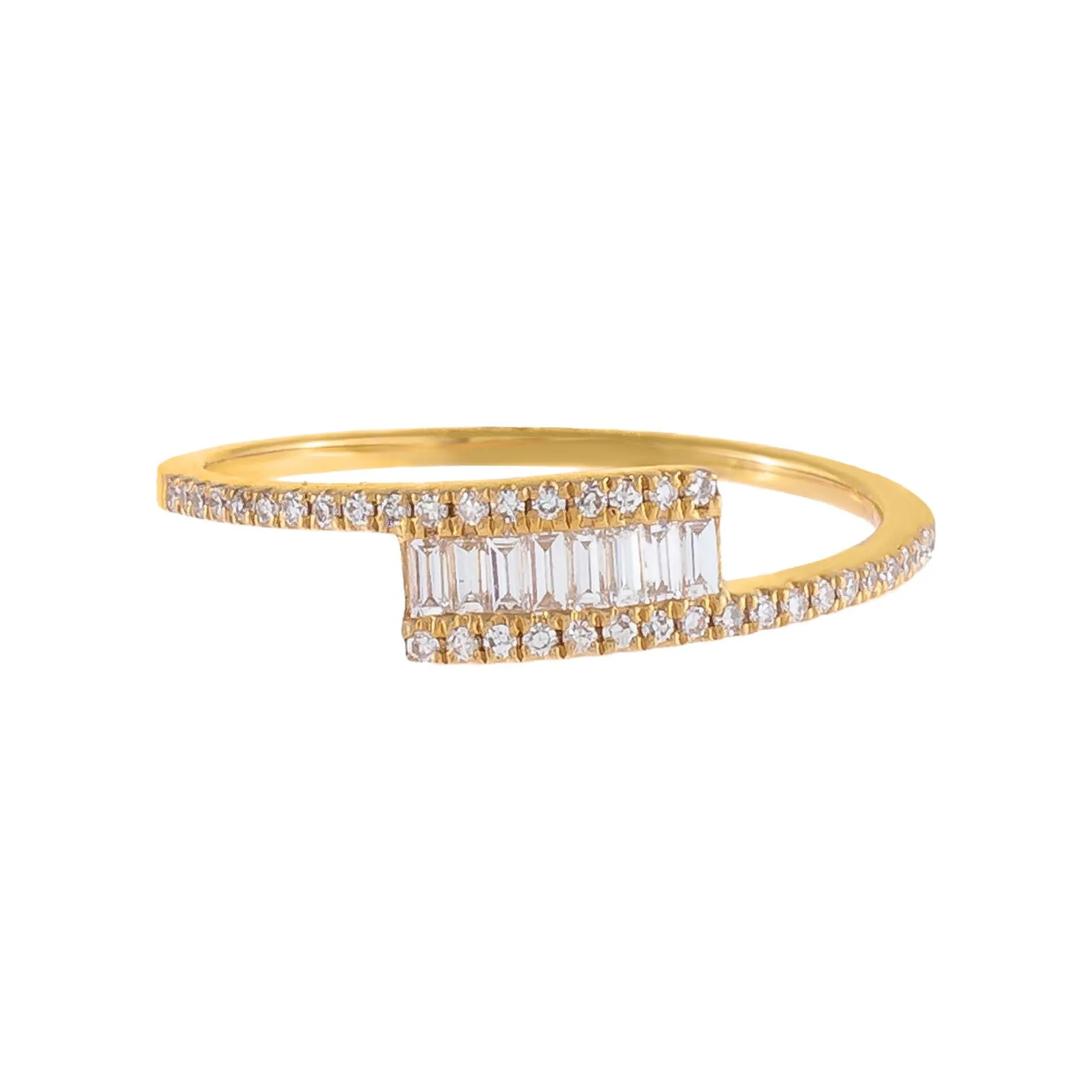 Diamond Pavé X Baguette Wrap Ring 14K sold by Adina Eden's product image thumbnail 3
