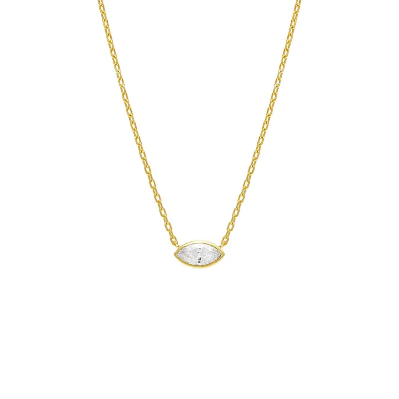 Marquise Bezel Solitaire Necklace sold by Adina Eden's