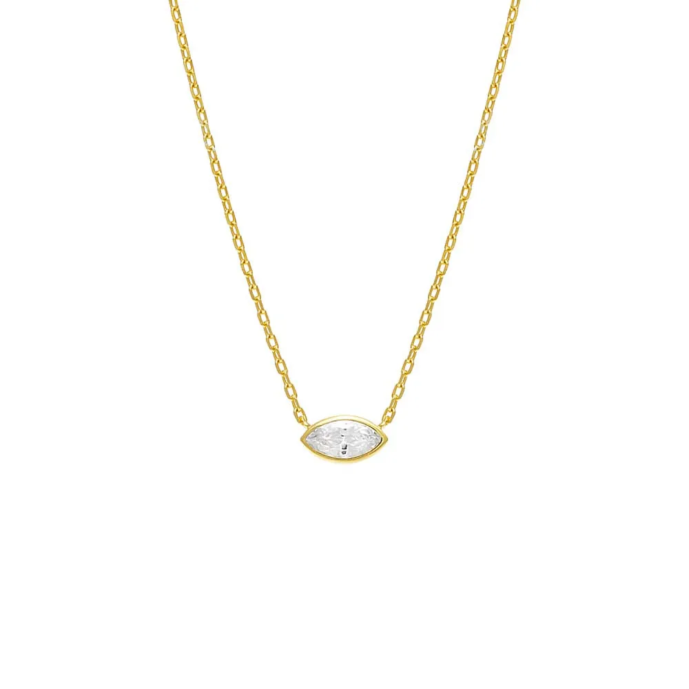 Marquise Bezel Solitaire Necklace sold by Adina Eden's
