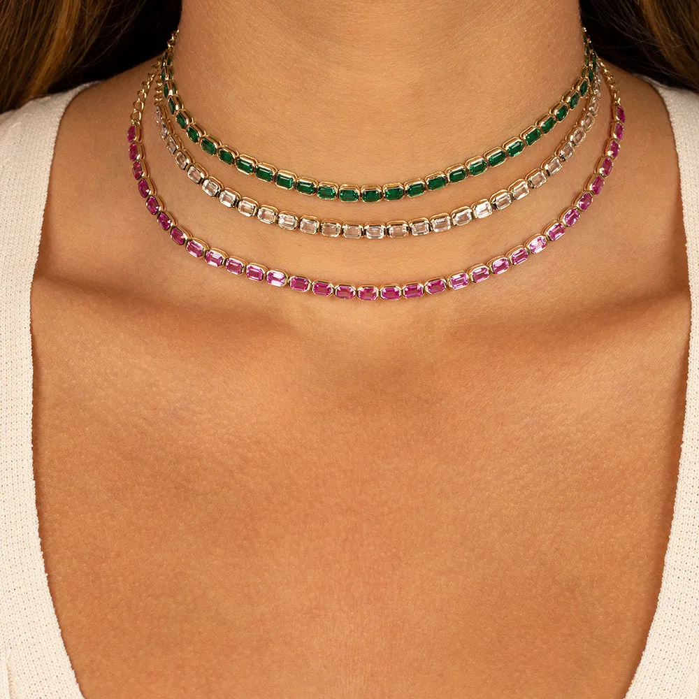White Topaz Baguette Tennis Choker 14K sold by Adina Eden's product image thumbnail 2