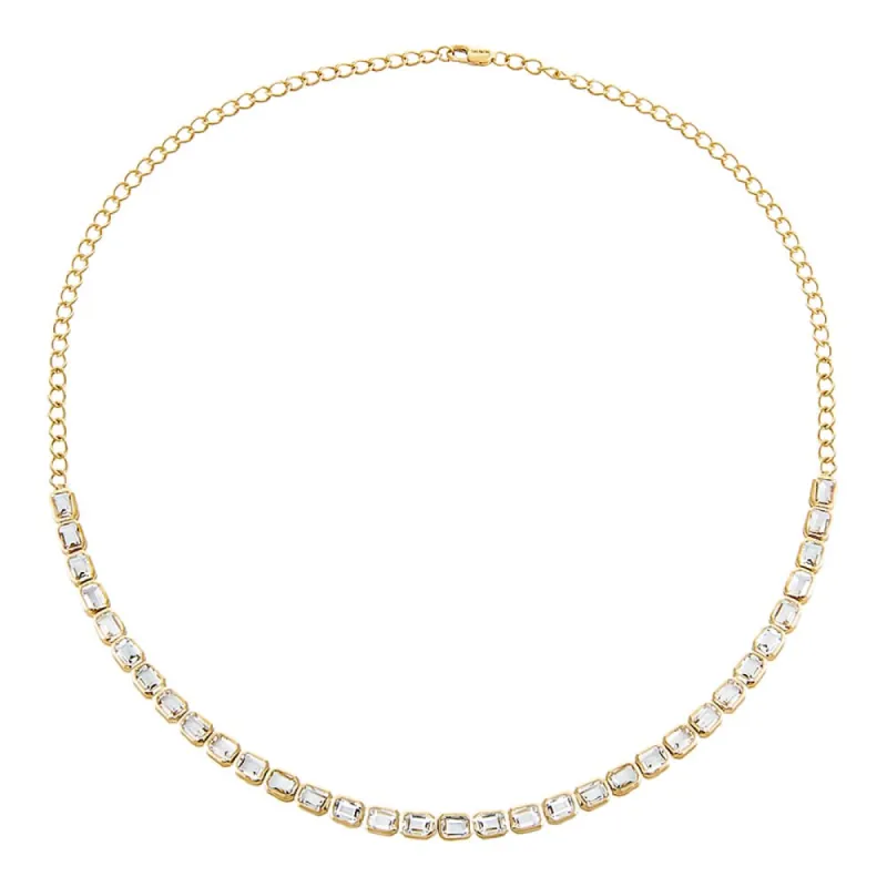 White Topaz Baguette Tennis Choker 14K made by Adina Eden's