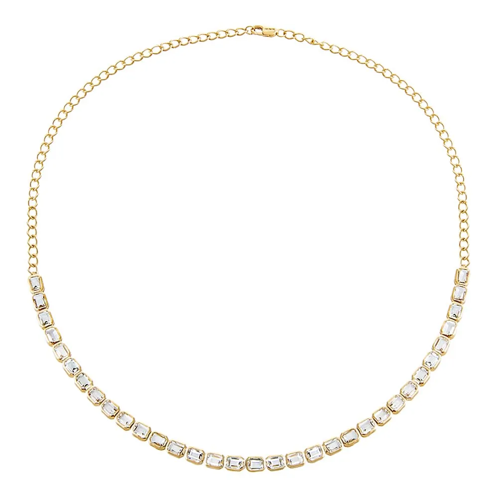 White Topaz Baguette Tennis Choker 14K sold by Adina Eden's
