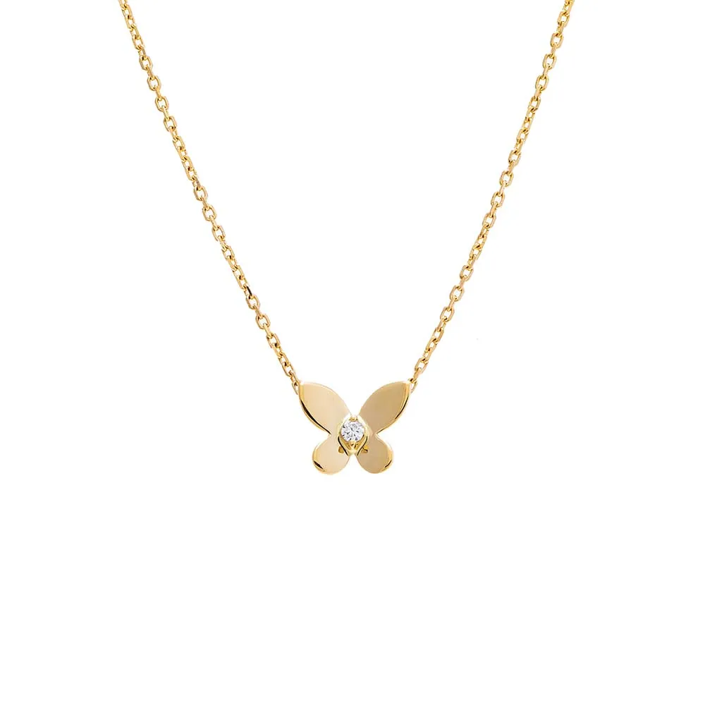 Diamond Solitaire Butterfly Necklace 14K sold by Adina Eden's