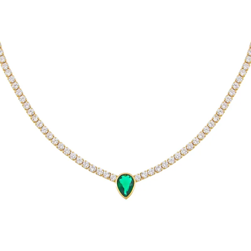 CZ Emerald Teardrop Tennis Choker sold by Adina Eden's