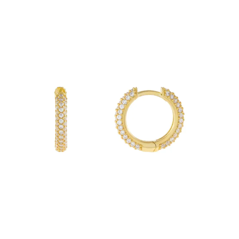 Wide Pavé Huggie Earring sold by Adina Eden's